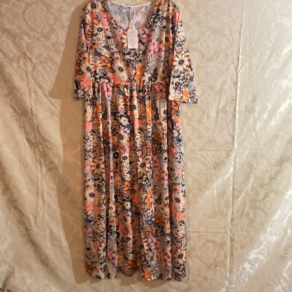Multicolored floral dress by made with love brand new with tags very silky